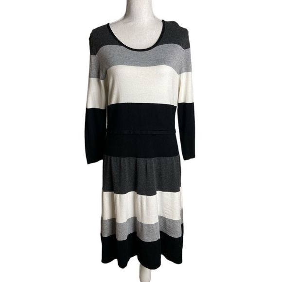 Tommy Hilfiger Black, Gray, and White Striped Dress - Picture 1 of 6